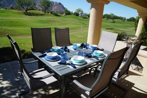 Patio dining @ the 16th fairway.  PGA West - La Quinta