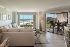 Living room overlooking ocean