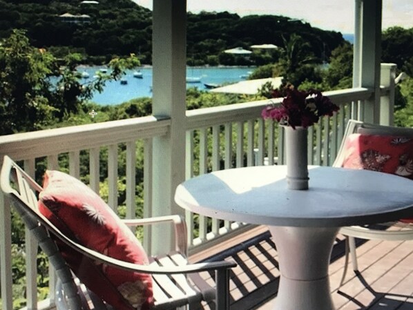 Enjoy coffee each morning overlooking Chocolate Hole