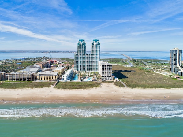 Aerial view of the oceanfront Sapphire complex!
