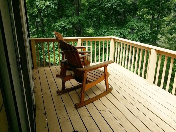 Secluded and quiet.  The view overlooks a private pond. 