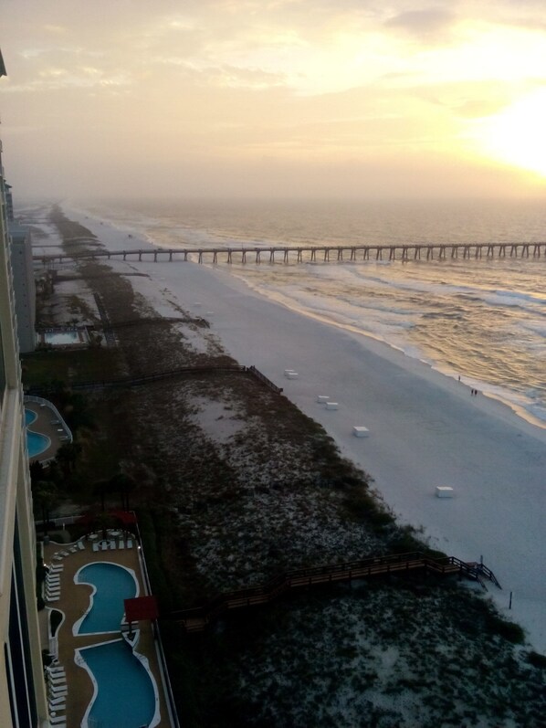 Gorgeous view of the eastward shoreline past Navarre, State Park towards Destin.