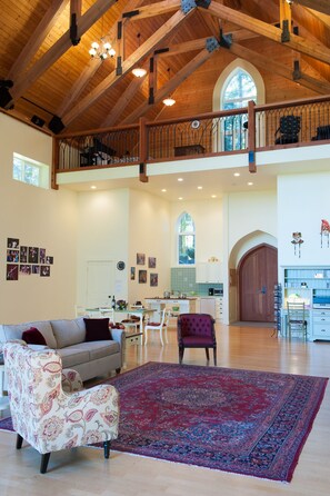 View of main floor and sleeping loft.