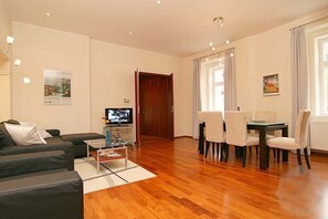 Living room and dining room