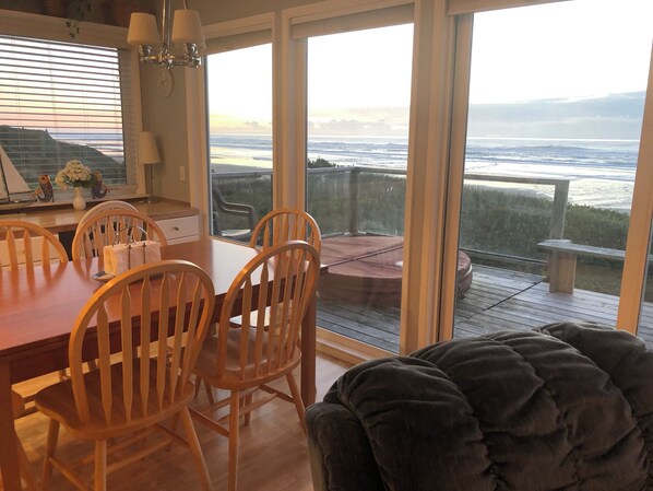 Newer kitchen table is expandable. Corner view looking Southwest.