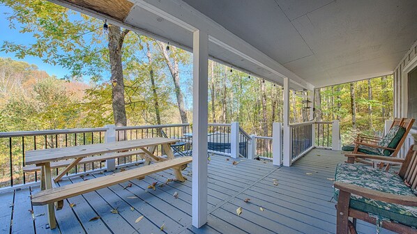 Enjoy your morning coffee watching the view from the front deck
