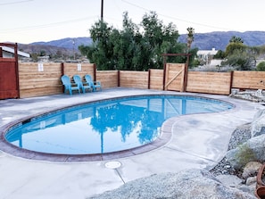 Pool has just been resurfaced and is an oasis in the hot months.