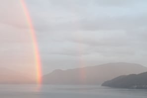 Rainbow over Bowen and Keats Island, view from the sundeck