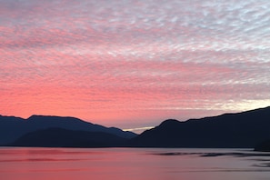 Beautiful red sky...view from deck. Casa Mar Vista, Gibsons, BC