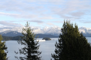 Coastal mountains & BC Ferries, view from the sundeck in winter