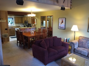 View of the dining room and kitchen from the livingroom