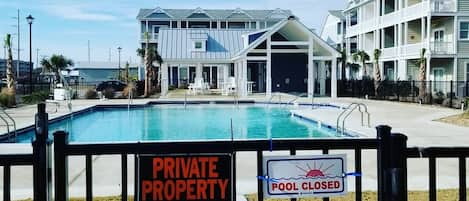 Pool gate right off of back patio.