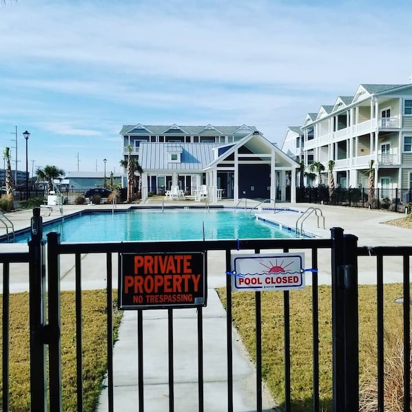 Pool gate right off of back patio.