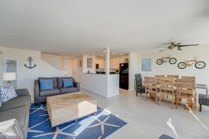 Open living area with coastal decor