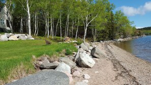 beachfront, wading or swimming
