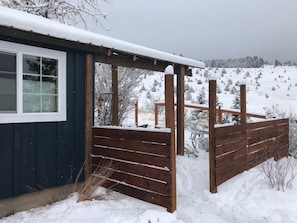 New privacy fence around cottage (almost completed).