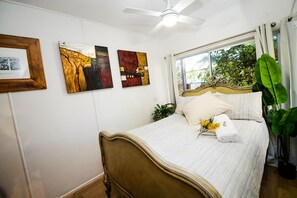 3rd smaller bedroom with antique double bed