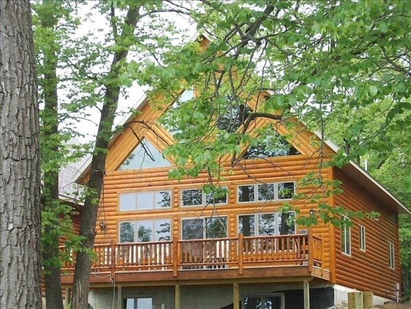 View of cabin from lake