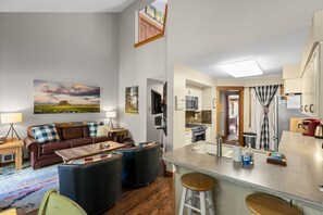 Bar seating at the kitchen counter