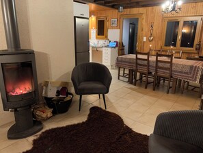Open plan lounge looking towards dining area.