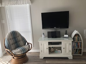 TV, DVD Player and DVD assortment, book exchange
