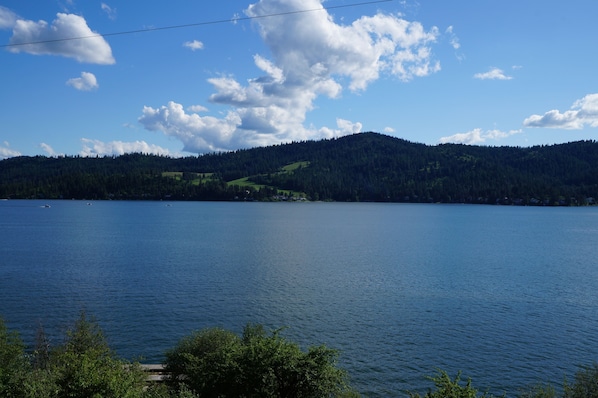 Welcome to our home on Lake Coeur d' Alene! View of the lake from the main deck.