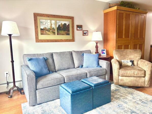 Custom Resort quality queen sleeper sofa with storage ottomans