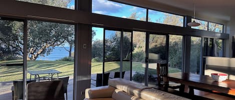 Main living area and terrace - direct beach access