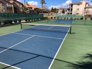 Two Pickle Ball courts. Equipment available for check out.