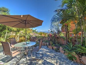 One of several garden sitting  areas