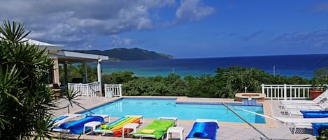 View of Cane Bay from Villa Dawn's pool deck.