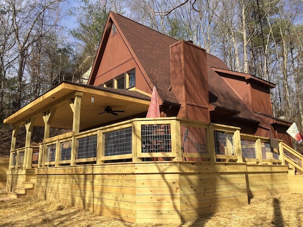 Swaying Pines has a huge deck space to enjoy the outdoors