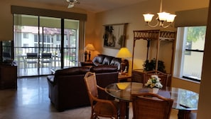 Living room and dining area
