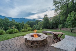 Fire pit with an amazing mountain view
