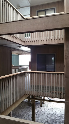 Covered atrium hallway view from front door