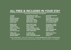 List of free amenities you will get with your stay!