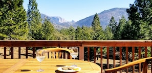 Amazing view of Half Dome and El Capitan from the deck