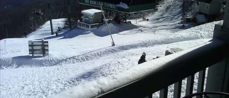 Ski-in and out! View from our balcony over slopes and Highland Express ski lift