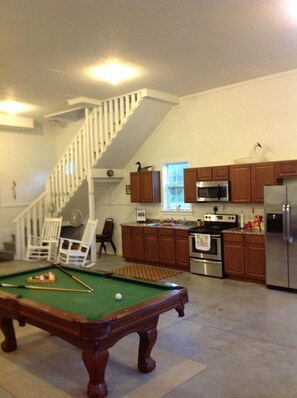 Pool table and new downstairs kitchen