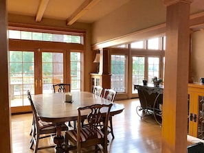 Dining room with french antique table that accomodates 8 people