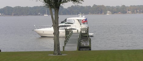 My buddie’s 45 footer tied up at the end of the pier!