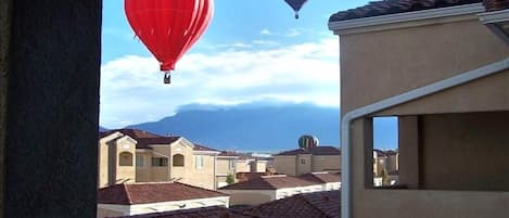 View of Balloons & Sandia Mtn from Balcony