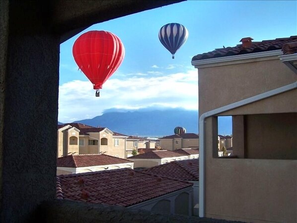 View of Balloons & Sandia Mtn from Balcony