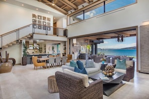 Grand living and dining room.
