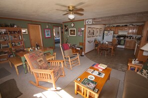 Comfortable and open living room and dining table