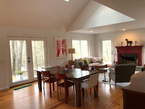 The house is light open and airy with double height ceilings and skylights