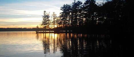 Sunset in the fall in front of the cottage. 