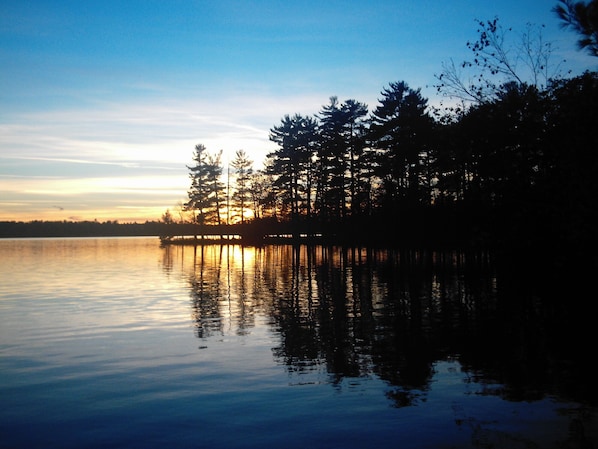 Sunset in the fall in front of the cottage. 