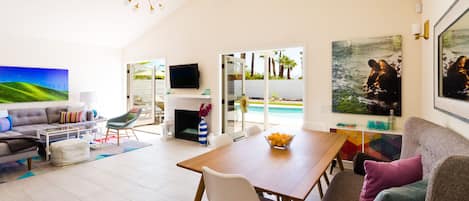 French doors on both sides open to the backyard