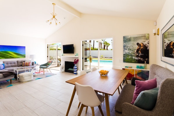 French doors on both sides open to the backyard